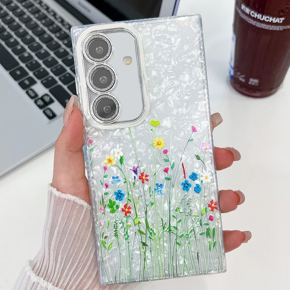 For Samsung Galaxy S25 5G Electroplating Flower Texture TPU Phone Case(Little Wildflower SH3)