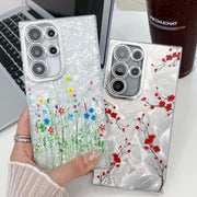 For Samsung Galaxy S25 5G Electroplating Flower Texture TPU Phone Case(Wild Chrysanthemum SH5)