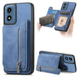 For Motorola Moto G55 Retro MagSafe Zipper Wallet Card Bag Back Phone Case(Blue) - Motorola Cases by PMC TechLife | Online Shopping South Africa | PMC TechLife | Buy Now Pay Later Mobicred