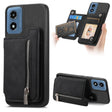For Motorola Moto G55 Retro MagSafe Zipper Wallet Card Bag Back Phone Case(Black) - Motorola Cases by PMC TechLife | Online Shopping South Africa | PMC TechLife | Buy Now Pay Later Mobicred