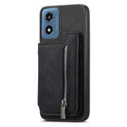 For Motorola Moto G55 Retro MagSafe Zipper Wallet Card Bag Back Phone Case(Black)