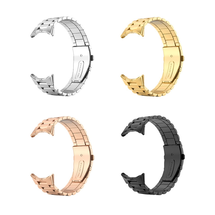 For Google Pixel Watch 3 45mm Three Beads Stainless Steel Folding Buckle Integrated Watch Band(Gold)