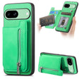 For Google Pixel 8a Retro MagSafe Zipper Wallet Card Bag Back Phone Case(Green) - Google Cases by PMC TechLife | Online Shopping South Africa | PMC TechLife | Buy Now Pay Later Mobicred