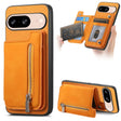 For Google Pixel 8 Retro MagSafe Zipper Wallet Card Bag Back Phone Case(Yellow) - free shipping - PMC TechLife - Order now!