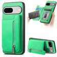 For Google Pixel 7a Retro MagSafe Zipper Wallet Card Bag Back Phone Case(Green) - Google Cases by PMC TechLife | Online Shopping South Africa | PMC TechLife | Buy Now Pay Later Mobicred