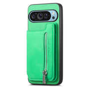 For Google Pixel 7a Retro MagSafe Zipper Wallet Card Bag Back Phone Case(Green)