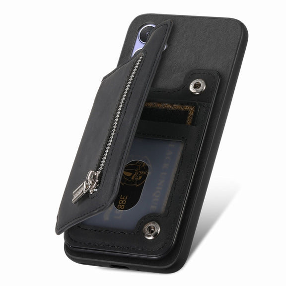 For Huawei Pura 70 Pro+ Retro MagSafe Zipper Wallet Card Bag Back Phone Case(Black)