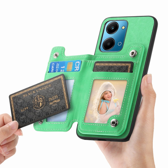 For Honor 90 GT 5G Retro MagSafe Zipper Wallet Card Bag Back Phone Case(Green)