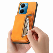 For Honor X50i+ Retro MagSafe Zipper Wallet Card Bag Back Phone Case(Yellow)
