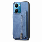 For Honor Play 50 Plus 5G Retro MagSafe Zipper Wallet Card Bag Back Phone Case(Blue)