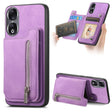 For Honor 90 Pro 5G Retro MagSafe Zipper Wallet Card Bag Back Phone Case(Purple) - Honor Cases by PMC TechLife | Online Shopping South Africa | PMC TechLife | Buy Now Pay Later Mobicred