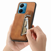 For Honor X7b / Play 8T 5G Retro MagSafe Zipper Wallet Card Bag Back Phone Case(Brown)
