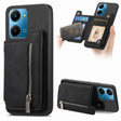For Honor Play 7T / X7a Retro MagSafe Zipper Wallet Card Bag Back Phone Case(Black) - Honor Cases by PMC TechLife | Online Shopping South Africa | PMC TechLife | Buy Now Pay Later Mobicred