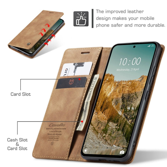For Redmi Note 14 5G CaseMe 013 Multifunctional Horizontal Flip Leather Phone Case(Brown)