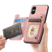 For Sony Xperia 1 V Retro MagSafe Zipper Wallet Card Bag Back Phone Case(Pink)