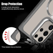 For Samsung Galaxy S25 5G Plated CD Texture MagSafe Acrylic Hybrid TPU Phone Case(Black)