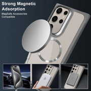 For Samsung Galaxy S25 Ultra 5G Plated CD Texture MagSafe Acrylic Hybrid TPU Phone Case(Blue)
