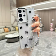 For Samsung Galaxy S25 Ultra 5G Little Fresh Bow Bracelet Chain TPU Phone Case(Black)