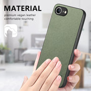 For iPhone 16e Twill Fabric Leather Skin Back Phone Case(Green)