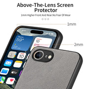 For iPhone 16e Twill Fabric Leather Skin Back Phone Case(Gray)