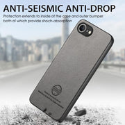 For iPhone 16e Twill Fabric Leather Skin Back Phone Case(Gray)