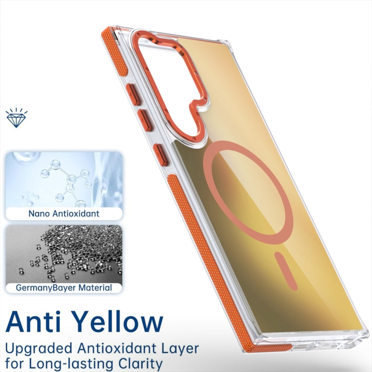 For Samsung Galaxy S25 5G Dual-Color Gradient Discolor MagSafe Phone Case(White)