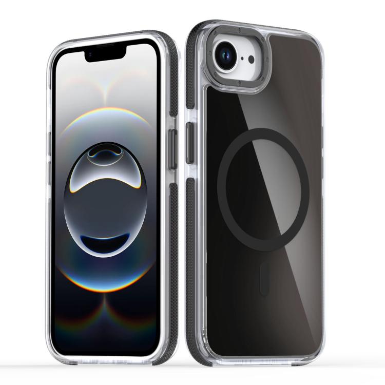 For iPhone 16e Dual-Color Gradient Discolor MagSafe Phone Case(Black)
