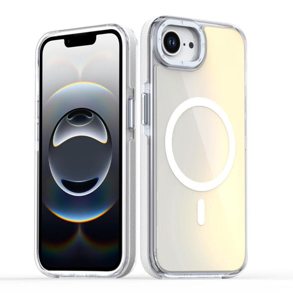 For iPhone 16e Dual-Color Gradient Discolor MagSafe Phone Case(White)