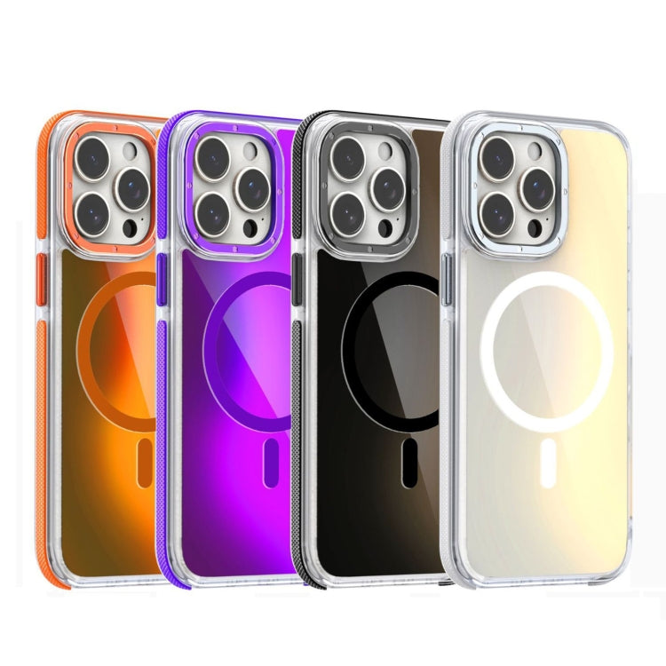 For iPhone 16e Dual-Color Gradient Discolor MagSafe Phone Case(Purple)