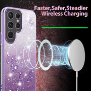For Samsung Galaxy S25 5G Gradient Glitter Flower All-inclusive Phone Case(Purple)