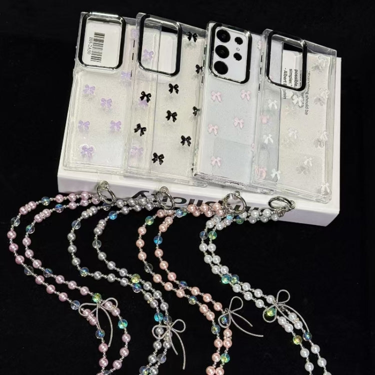 For Samsung Galaxy S25+ 5G Little Fresh Bow Neck Chain TPU Phone Case(Pink)