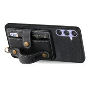 For Samsung Galaxy S25 Ultra 5G Retro Cross Wristband Wallet Leather Back Phone Case(Black)