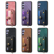 For Samsung Galaxy S25+ 5G Retro Cross Wristband Wallet Leather Back Phone Case(Pink)