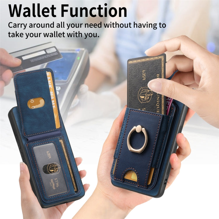For Samsung Galaxy S25 5G Retro Splitable Magnetic Stand Card Bag Leather Phone Case(Blue)