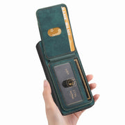 For Samsung Galaxy S25 5G Retro Splitable Magnetic Stand Card Bag Leather Phone Case(Green)