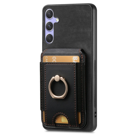 For Samsung Galaxy S25+ 5G Retro Splitable Magnetic Stand Card Bag Leather Phone Case(Black)