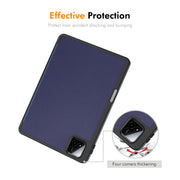 For Xiaomi Pad 7 / 7 Pro 11.2 ENKAY Tri-fold Custer Texture TPU Leather Smart Tablet Case with Pen Slot(Dark Blue)