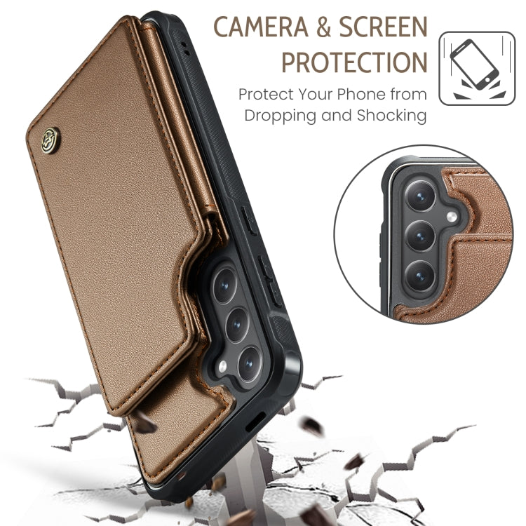 For Samsung Galaxy S25 5G CaseMe C22 Card Slots Holder RFID Anti-theft Phone Case(Brown)