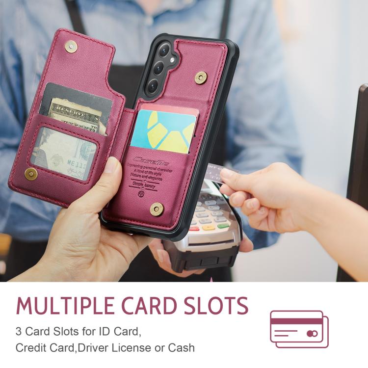 For Samsung Galaxy S25+ 5G CaseMe C22 Card Slots Holder RFID Anti-theft Phone Case(Red)