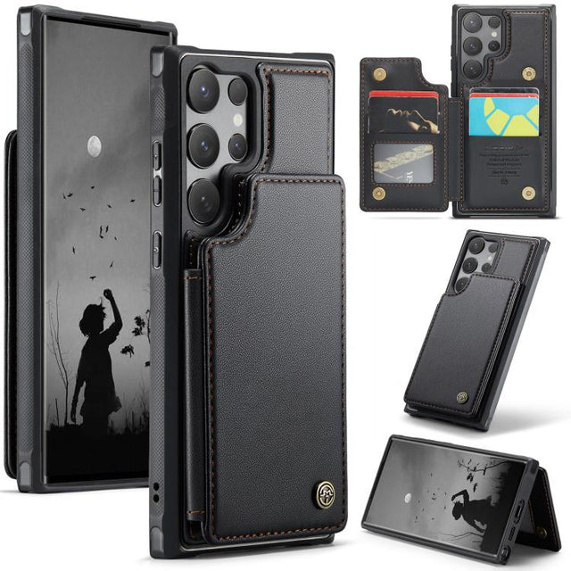 For Samsung Galaxy S25 Ultra 5G CaseMe C22 Card Slots Holder RFID Anti-theft Phone Case(Black)