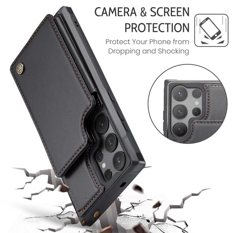 For Samsung Galaxy S25 Ultra 5G CaseMe C22 Card Slots Holder RFID Anti-theft Phone Case(Black)