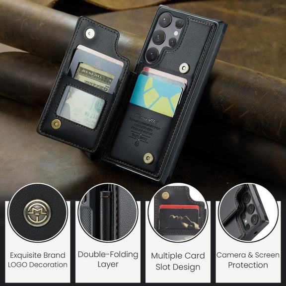 For Samsung Galaxy S25 Ultra 5G CaseMe C22 Card Slots Holder RFID Anti-theft Phone Case(Black)