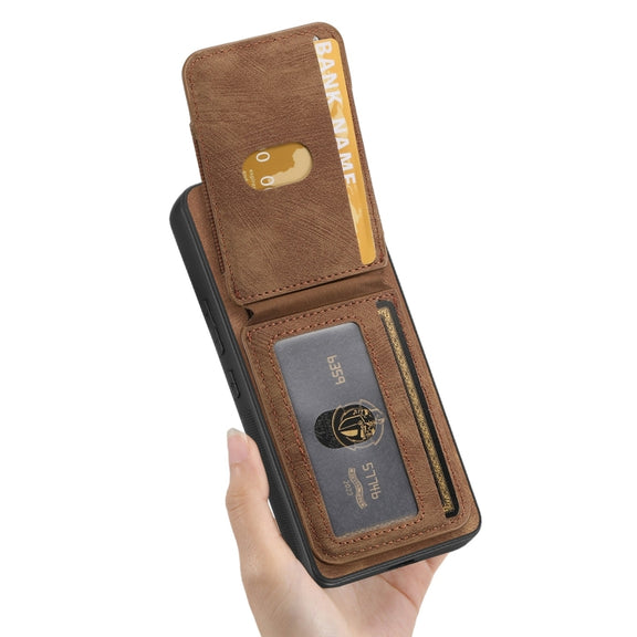 For Honor Magic7 Pro Retro Splitable Magnetic Stand Card Bag Leather Phone Case(Brown)