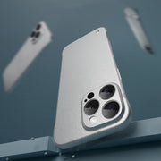 For iPhone 14 Pro Frameless Litchi Texture PC Phone Case(Titanium Silver)