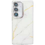 For Samsung Galaxy S25 5G Electroplated Marble Texture Phone Case(Gold White M1)