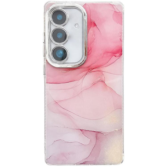 For Samsung Galaxy S25 5G Electroplated Marble Texture Phone Case(Pink M2)