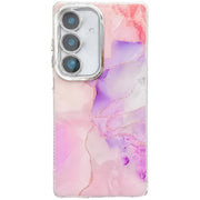 For Samsung Galaxy S25 5G Electroplated Marble Texture Phone Case(Pink Purple M4)