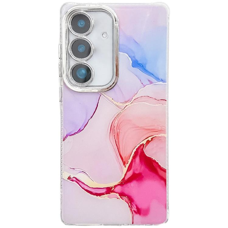 For Samsung Galaxy S25 5G Electroplated Marble Texture Phone Case(Red M7)