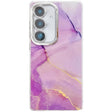 For Samsung Galaxy S25 5G Electroplated Marble Texture Phone Case(Gold Purple Red M15) - Galaxy S25 5G Cases by PMC Jewellery | Online Shopping South Africa | PMC Jewellery | Buy Now Pay Later Mobicred
