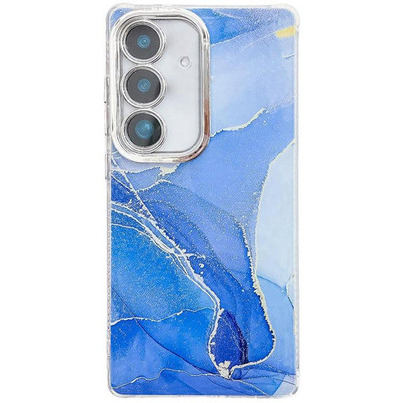 For Samsung Galaxy S25 5G Electroplated Marble Texture Phone Case(Dark Blue M16)